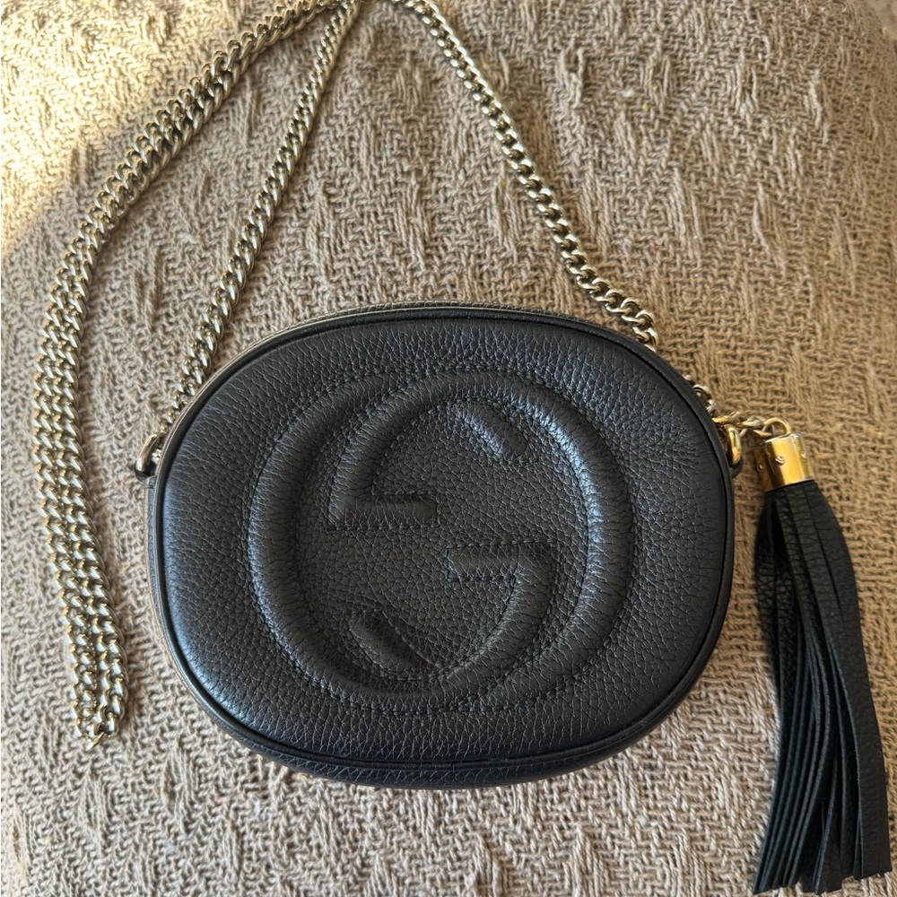Gucci Black Crossbody Bag with Gold Chain